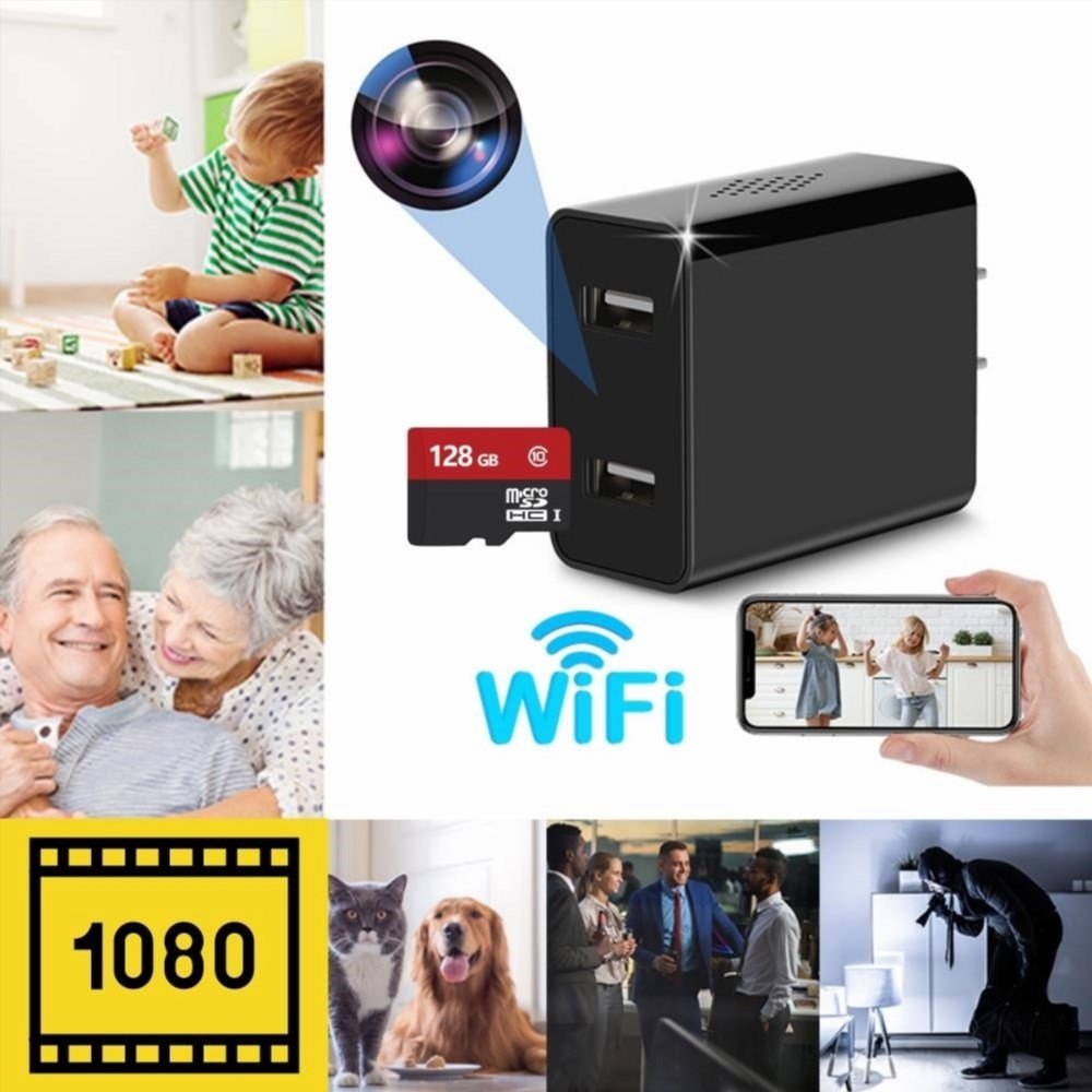 CAMERA không dây không dây có thể sạc, có chân cắm 2 chấu và quay phim ở độ phân giải 1080P.