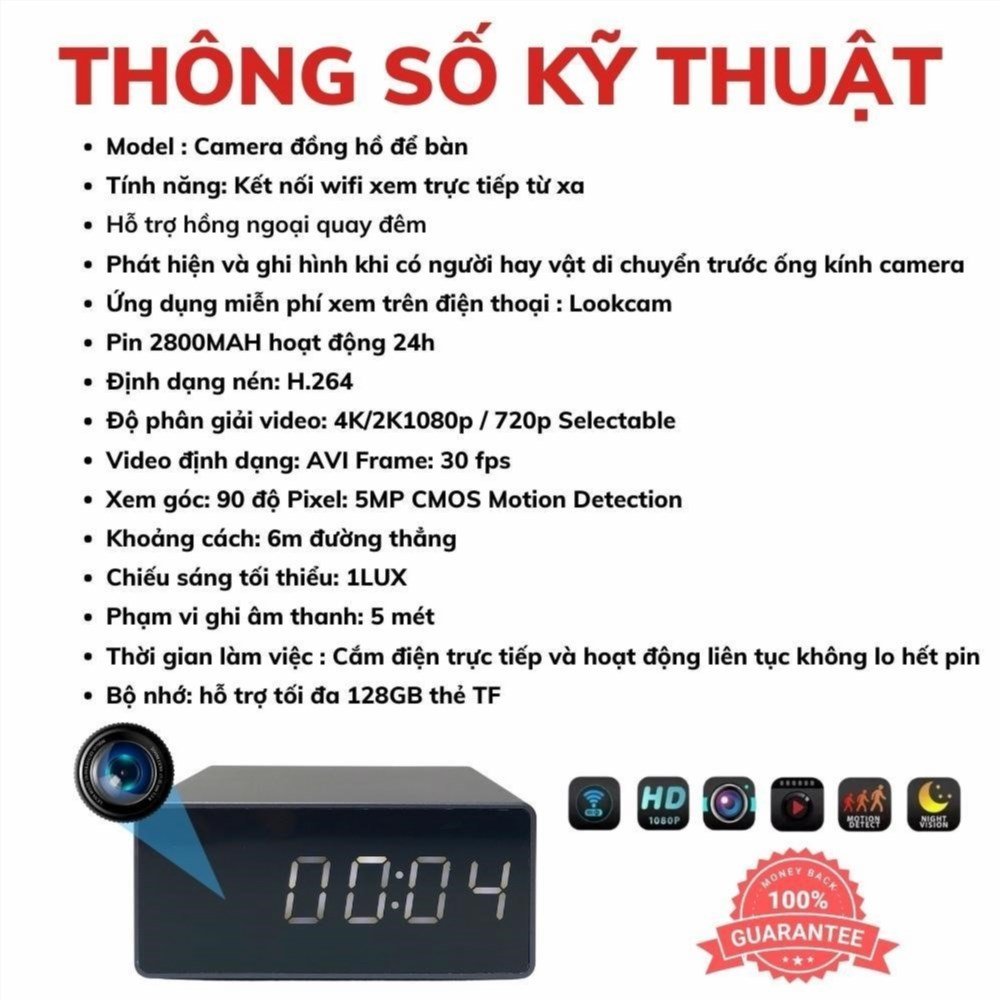 camera-dong-ho-de-ban-wifi-g9-hong-ngoai-quay-dem-427507-1 Thông số kỹ thuật CAMERA wifi đồng hồ để bàn wifi G9, hồng ngoại Xem đêm rõ | cameraminiplus CAMERA wifi ngụy trang đồng hồ để bàn G9: - chức lượng phân giải hình ảnh CAMERA wifi đồng hồ để bàn wifi G9, hồng ngoại Xem đêm rõ | cameraminiplus hình ảnh: 1080p - Góc quay: 90 độ - Tích Hợp Khe thẻ nhớ (thẻ SD chính hãng) lên đến thẻ nhớ 128GB - Hình dáng nhỏ gọn và thiết kế ngụy trang