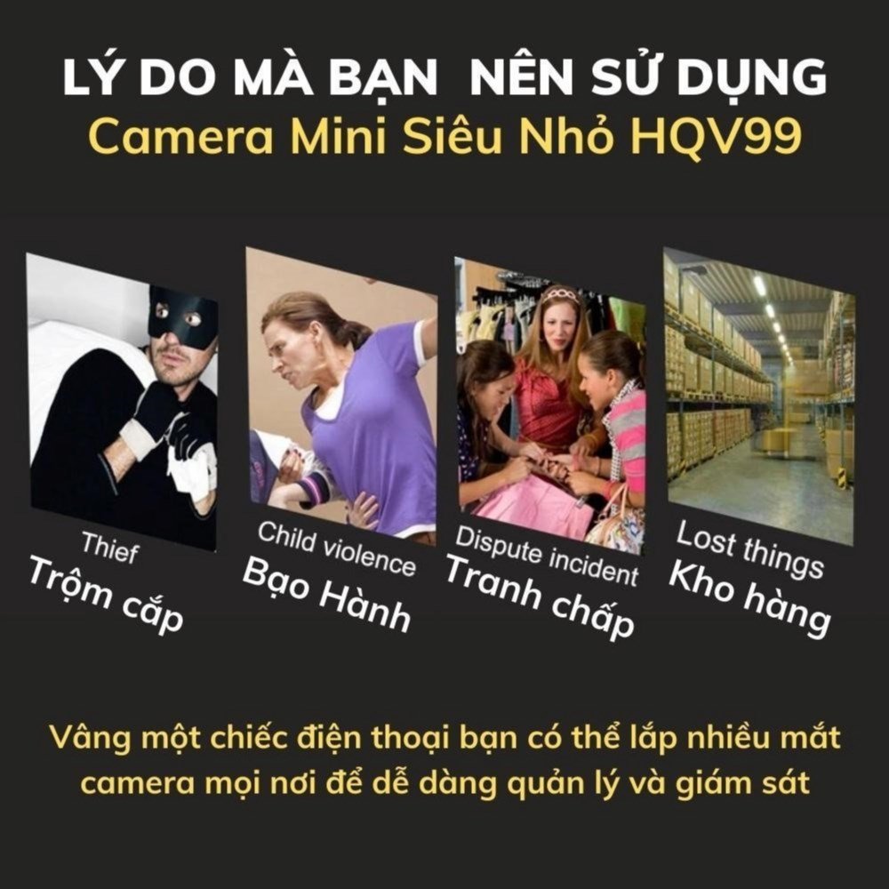 CAMERA wifi ngụy trang siêu nhỏ HQX99 kết nối wifi xem trực tiếp giám sát từ xa qua điện thoại qua tất cả các dòng điện thoại