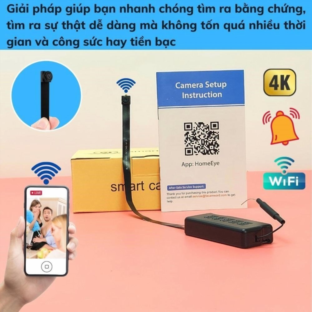 CAMERA wifi ngụy trang siêu nhỏ HQX99 kết nối wifi xem trực tiếp giám sát từ xa qua điện thoại qua tất cả các dòng điện thoại