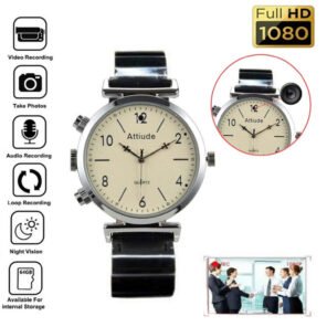 Đồng Hồ Đeo Tay Tích Hợp Camera Dây Thép Mặt Trắng – Kiểu Dáng Nữ – Hình ảnh 1 Đồng Hồ Đeo Tay Tích Hợp Camera Dây Thép Mặt Trắng – Kiểu Dáng Nữ