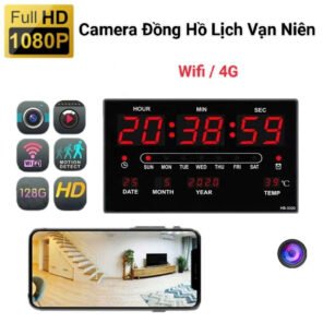 Camera WiFi Quan Sát An Ninh Tích Hợp Bảng Đồng Hồ LED