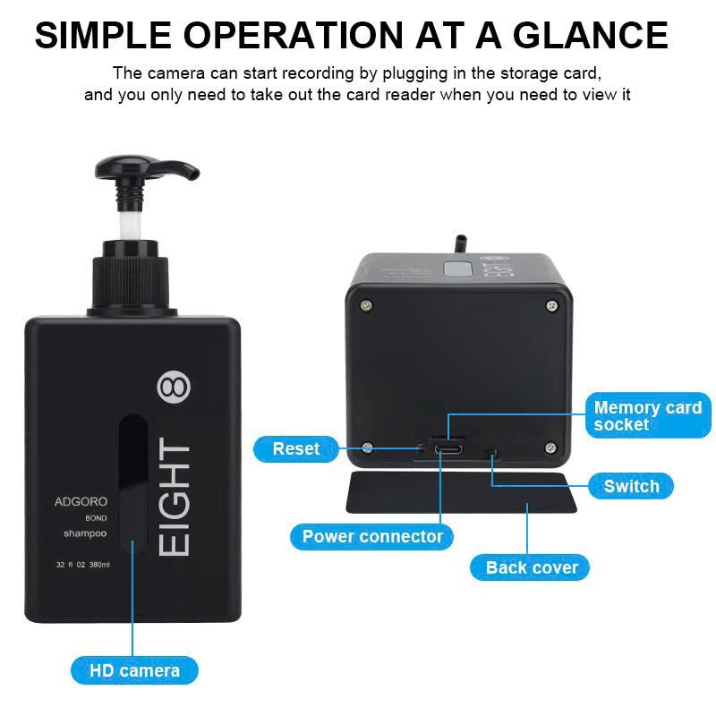 Camera WiFi Quan Sát An Ninh Tích Hợp Chai Dầu Gội EIGHT - Ảnh 5